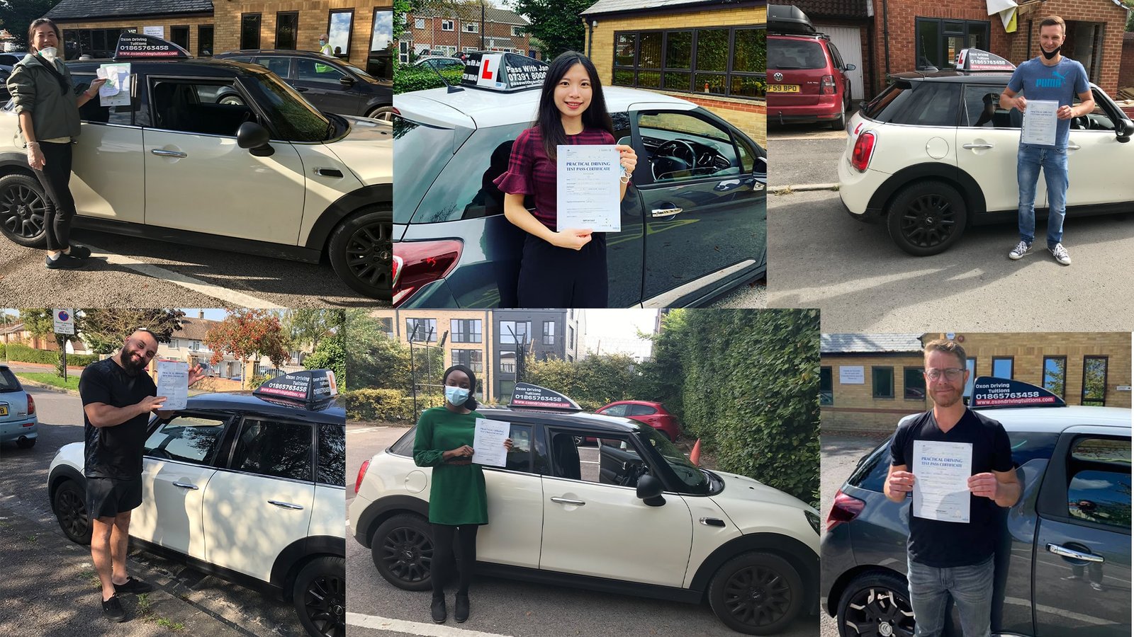 Driving learners posing with the pass certificate after having an  oxford automatic driving lessons.