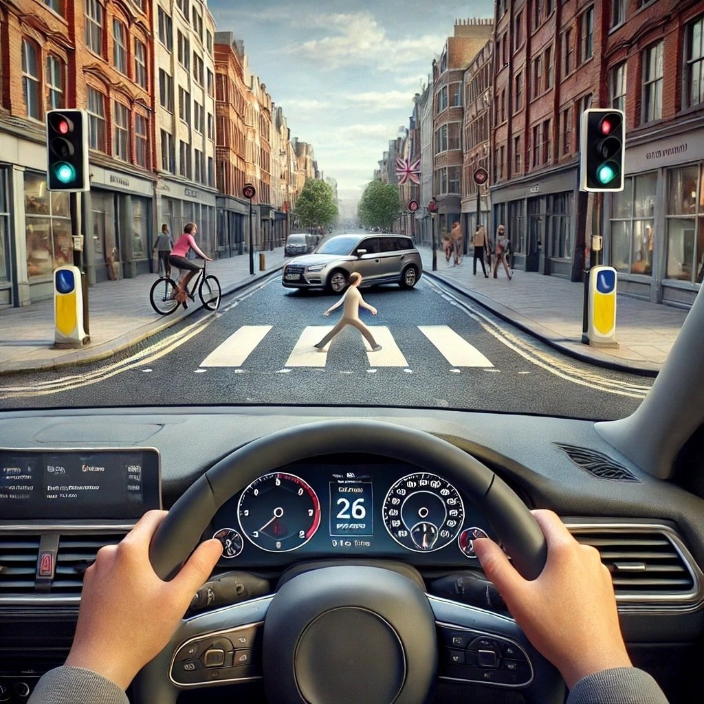 Driver learner driving in a city