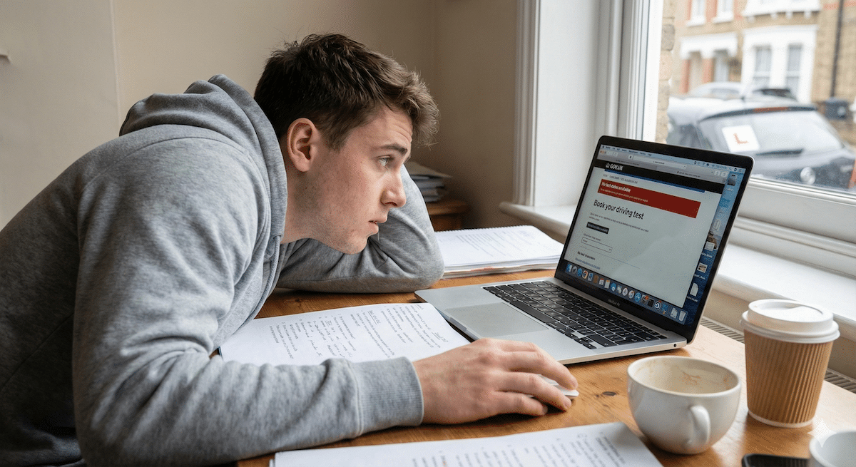 Driver learner trying to book a driving test in oxford